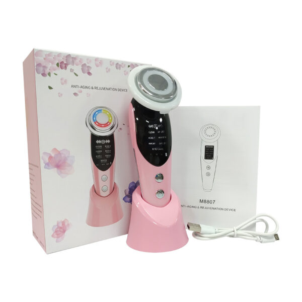 7-in-1 Facial Massager EMS Micro-current Color Light Vibration LED Beauty Purifying Introducer Skin Care Beauty Device - Image 2
