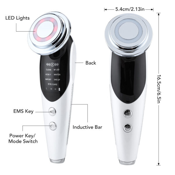 7-in-1 Facial Massager EMS Micro-current Color Light Vibration LED Beauty Purifying Introducer Skin Care Beauty Device - Image 7