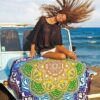 Polygon Printing Tassel Round Bath Towel Yoga Mat - Image 10