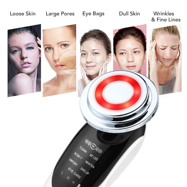 7-in-1 Facial Massager EMS Micro-current Color Light Vibration LED Beauty Purifying Introducer Skin Care Beauty Device - Image 3