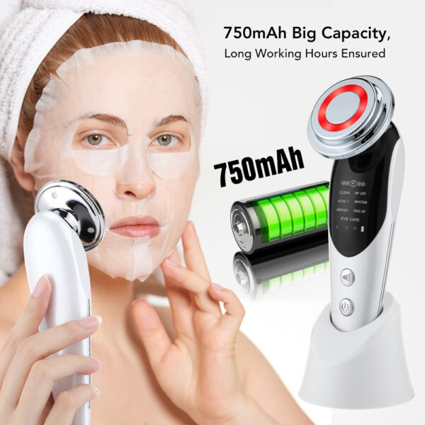 7-in-1 Facial Massager EMS Micro-current Color Light Vibration LED Beauty Purifying Introducer Skin Care Beauty Device - Image 4